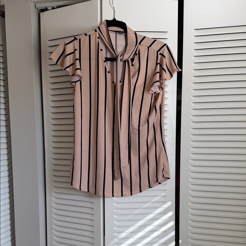 Striped Pink and Black Women's Top